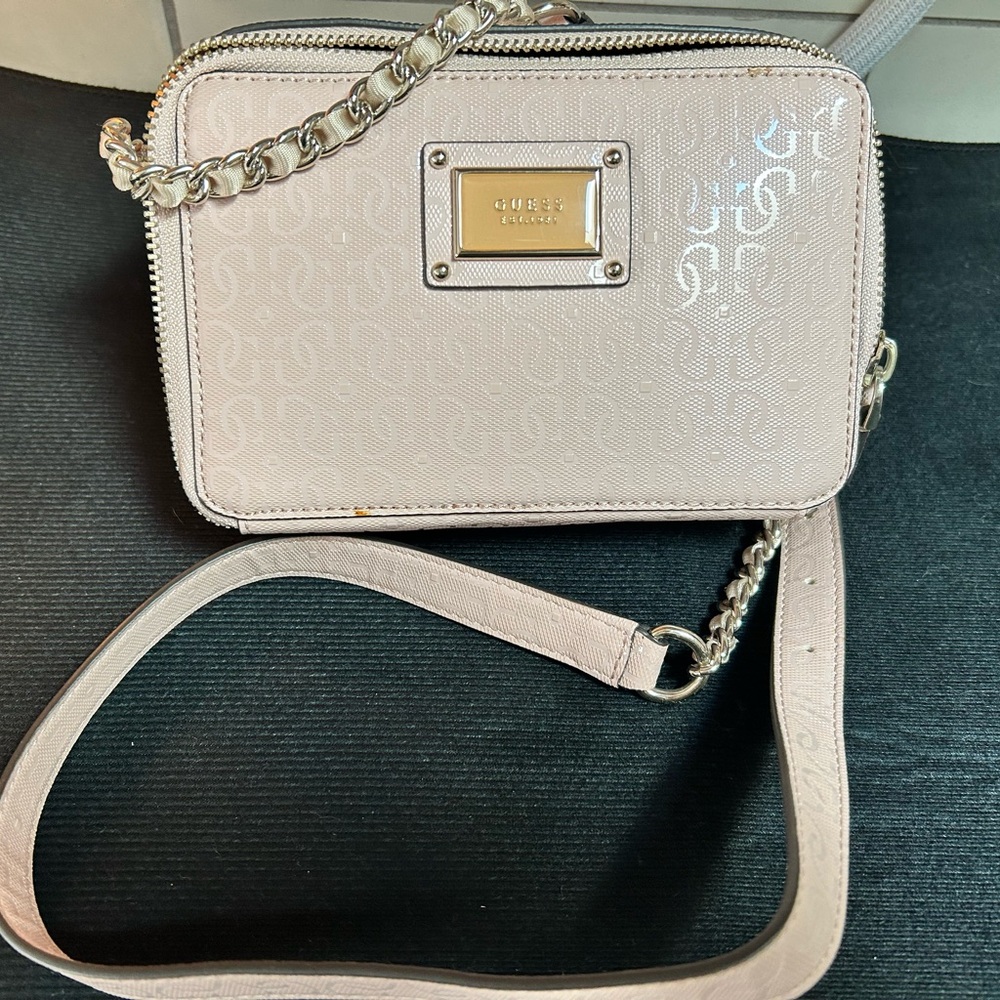 GUESS Rose Pink Crossbody Bag with Chain Strap